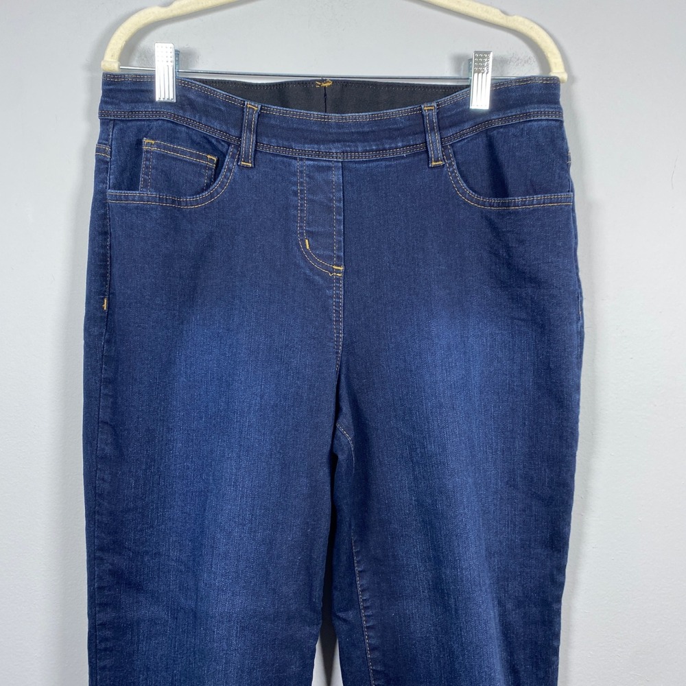 Alia Pull On Jeans Womens 14P Dark‎ Blue Stretch Straight Leg Petite Denim - Picture 2 of 6
